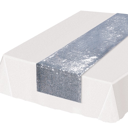 Beistle 6.25ft. Silver Sequined Table Runner